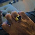 Beveled Onyx Signet Ring Gold