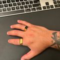 Beveled Onyx Signet Ring Gold