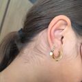 Studded Inset Hoop Earrings - Gold