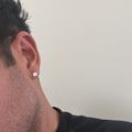 Bezeled Stud Earrings - Silver