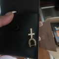 Hanging Studded Cross Earring