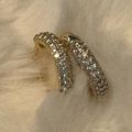 Iced Out Hoop Earrings - Gold