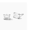 Emerald Cut Stud Earrings - Silver