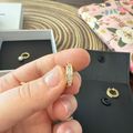 Women's Emerald Cut Inset Hoop Earrings - Gold