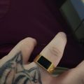Beveled Onyx Signet Ring - Gold