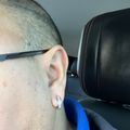 Emerald Cut Inset Hoop Earrings - Silver