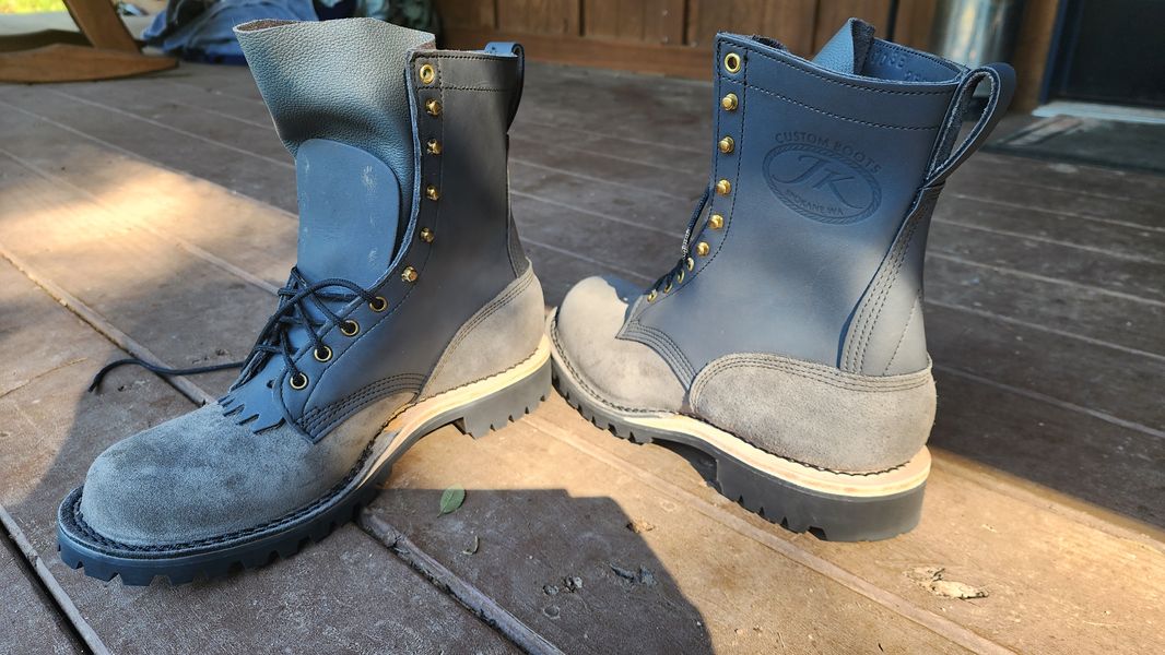 O.T. Pro boots in gray before oiling