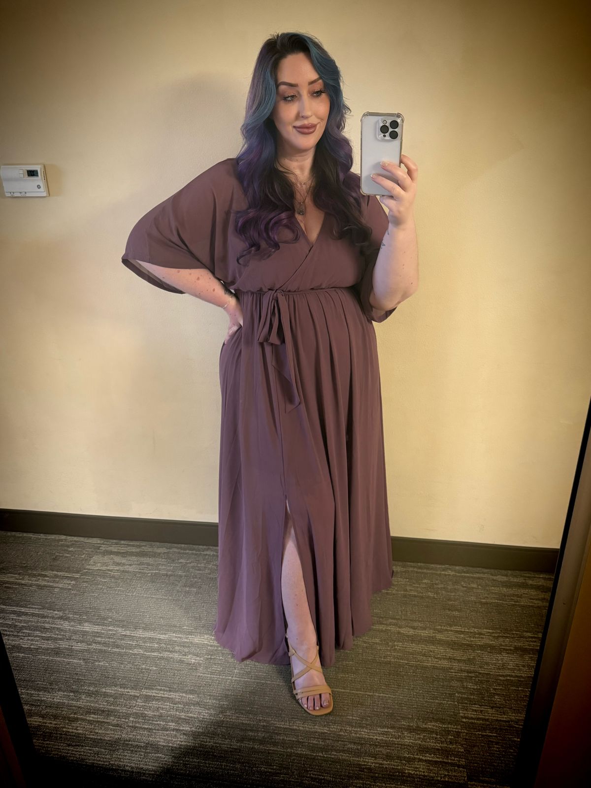 knee length dresses for ladies Kia Kimono Maxi Dress — Vintage Plum Surplice main image 0