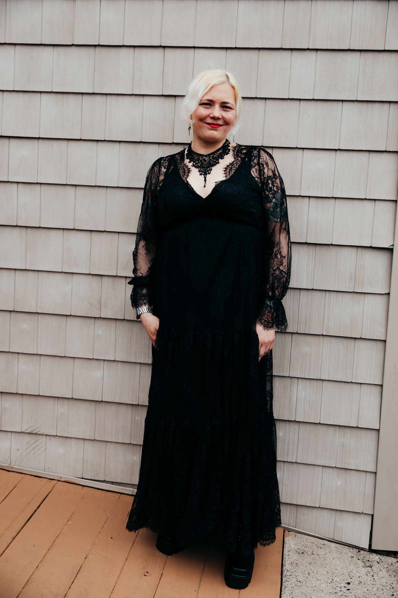 fitted lace wedding dress All My Love Maxi Dress Black main image 1