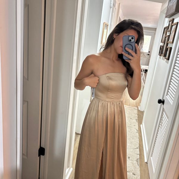revelry bridesmaid dress reviews Two-Piece Lace and Chiffon Long Bridesmaid Dress for Beach Weddings –  Lovedreamdress main image 1