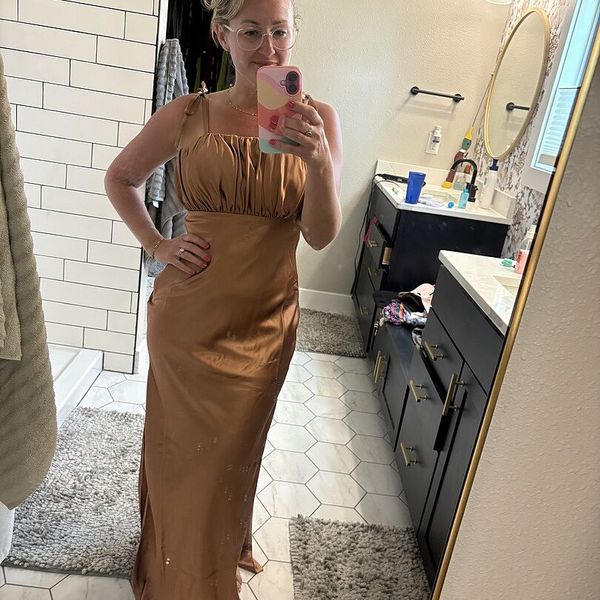 green emerald velvet dress Gold Satin Scoop Neck Dress With Sequin Applique And Lace Up Back