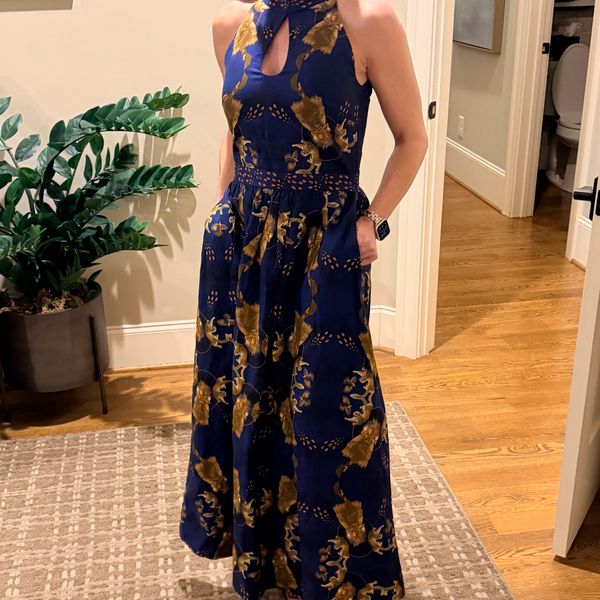 Freya's Golden Tears Midnight Blue Linen & Cotton Maxi with Pockets  Diva  Thea