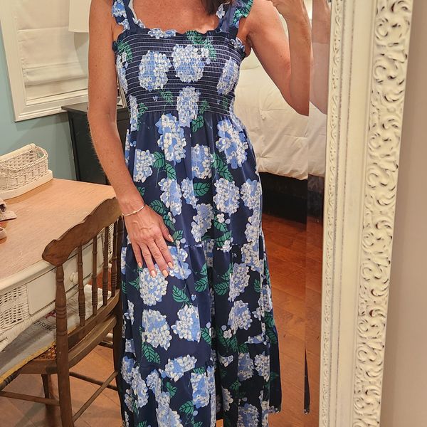 Fitz Dress - Hydrangea Walk in Regatta  MAHI GOLD