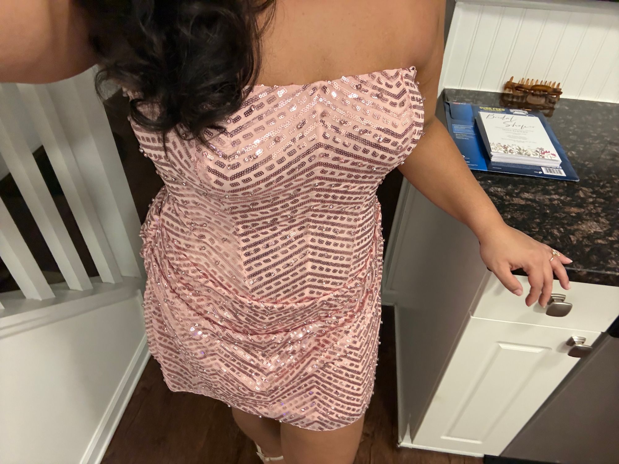 Mellie Embellished Draped Strapless A-Line Mini Dress in Hot Pink | Oh Polly
