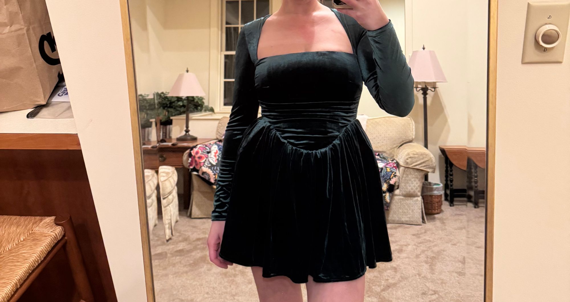 fitted lace wedding dress Black velvet mini skirt & Long sleeve Corset top – foxxiladi main image 1