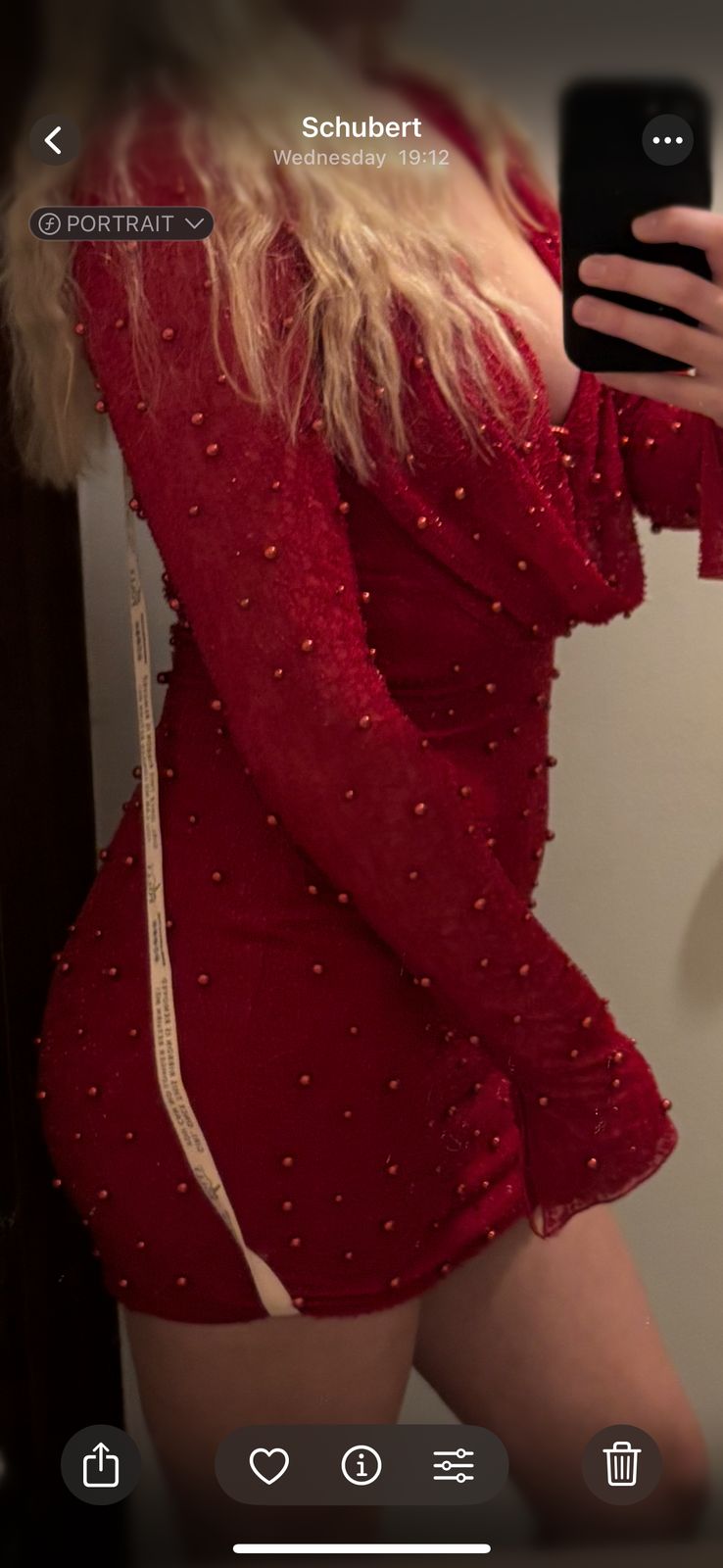 Nice Embellished Long Sleeve Plunge Mini Dress in Red | Oh Polly