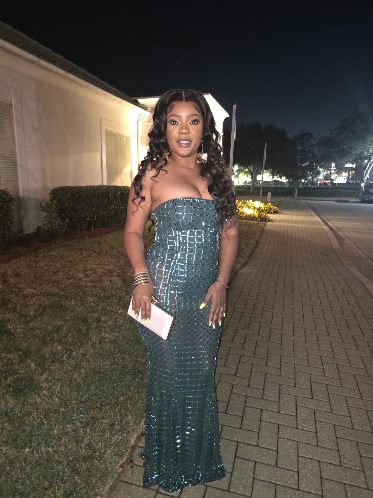Marleni Embellished Strapless Gown in Emerald Green | Oh Polly