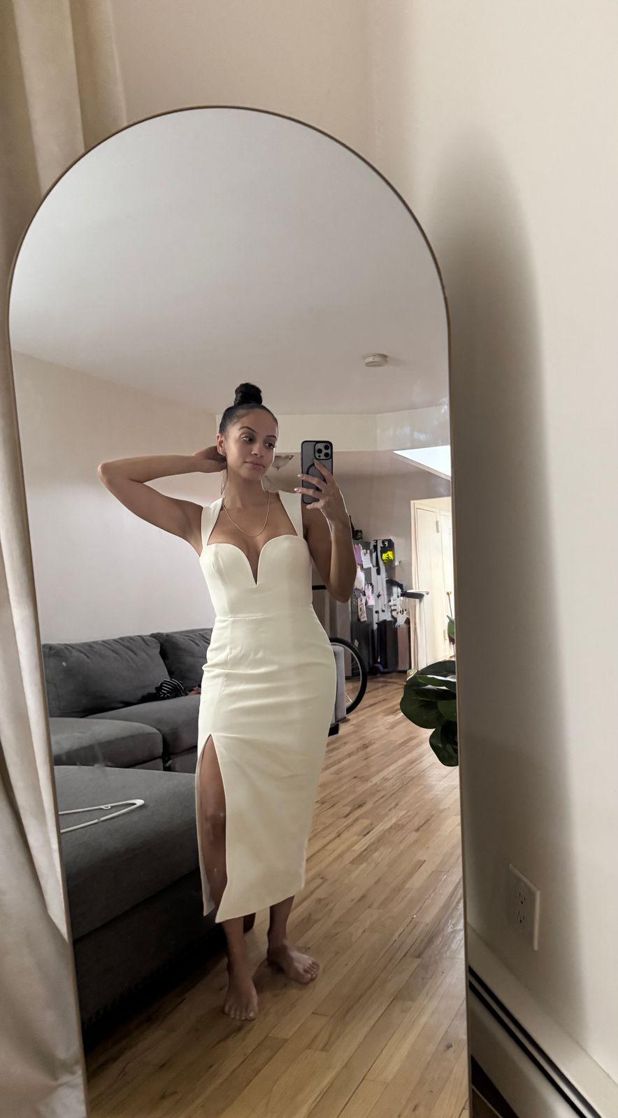 Aiko Sweetheart-Neck Midaxi Dress in Ivory