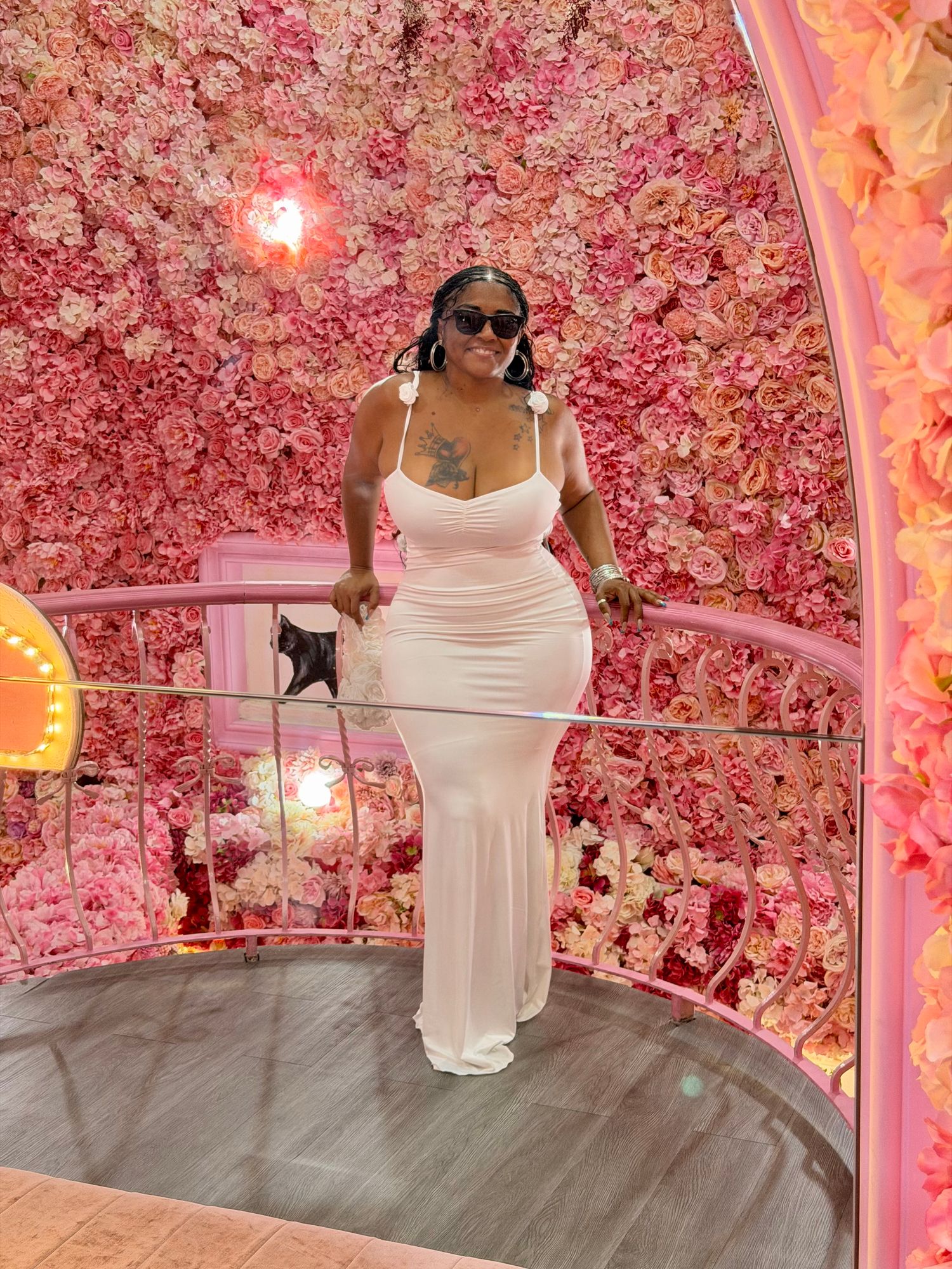 Aldona Slinky Jersey Floral-Appliqué Gown in Blush | Oh Polly