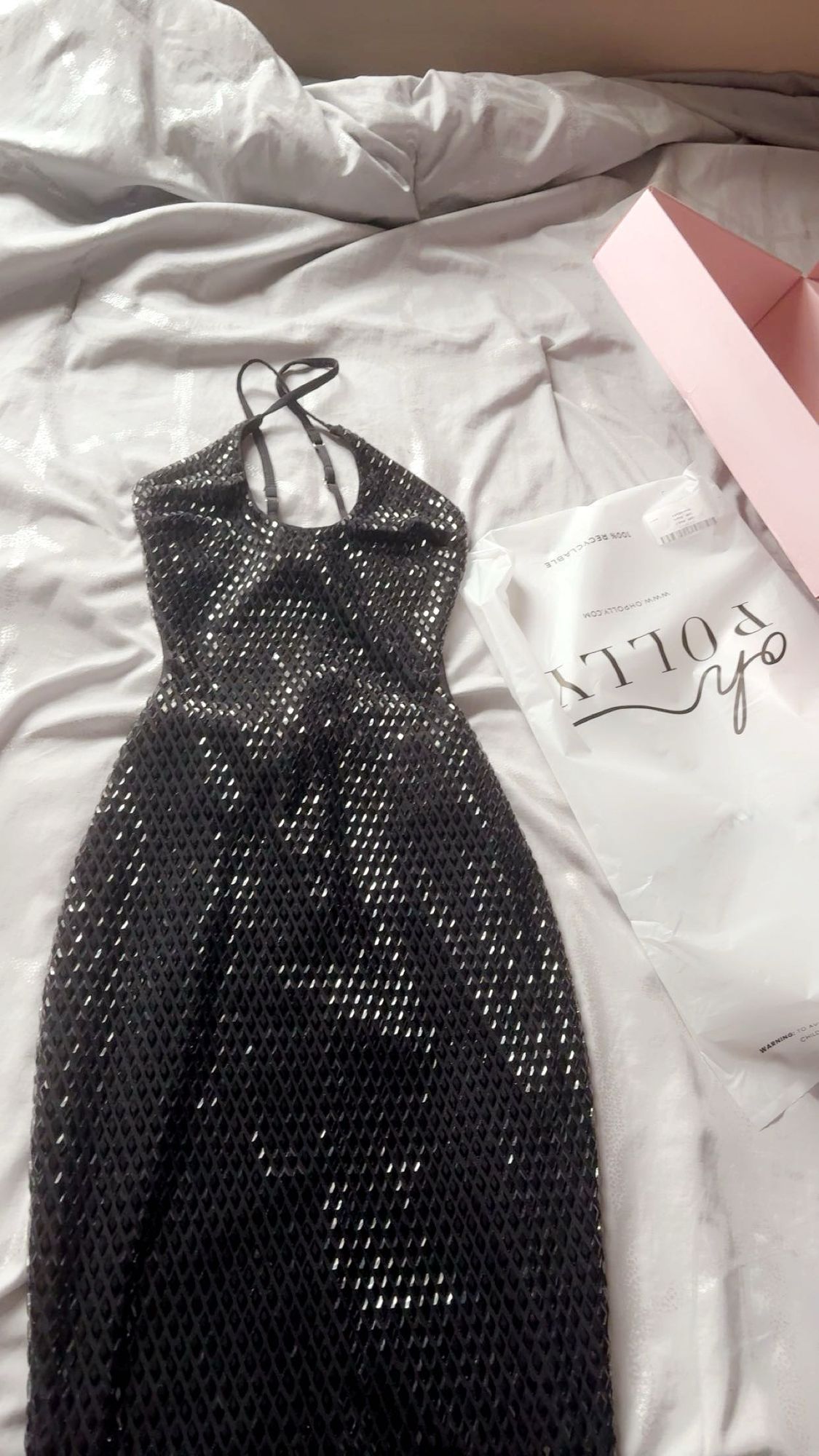 Kassie Embellished Cut-Out Halterneck Gown in Black | Oh Polly