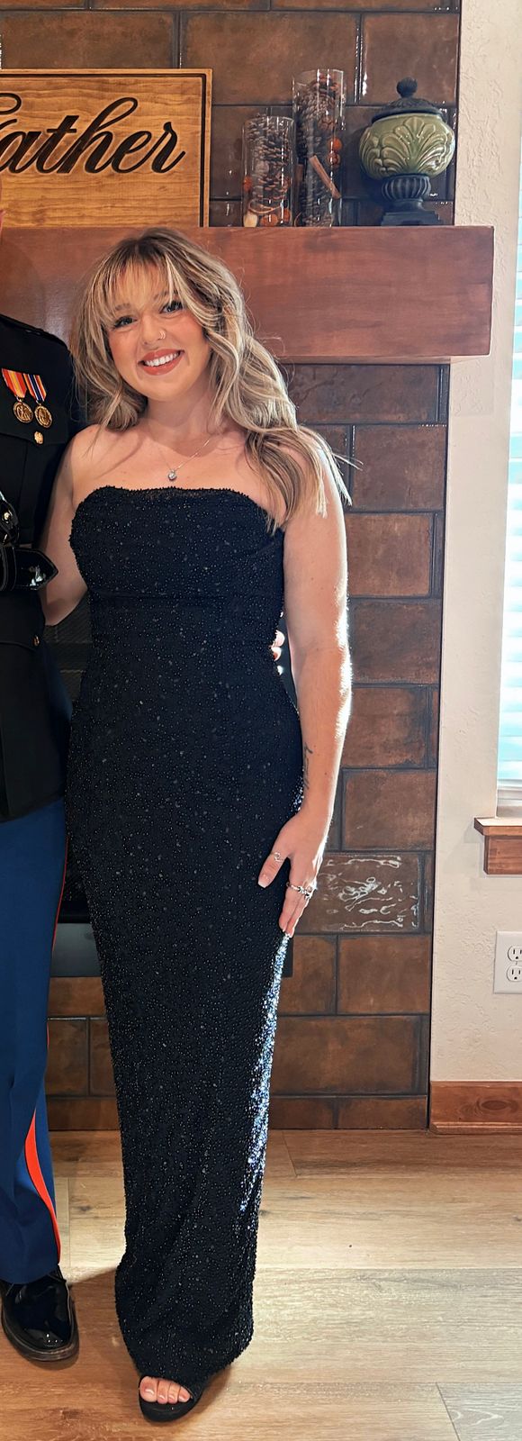 fitted lace wedding dress Embellished Bandeau Cowl Neck Maxi Dress in Black - 4 main image 0