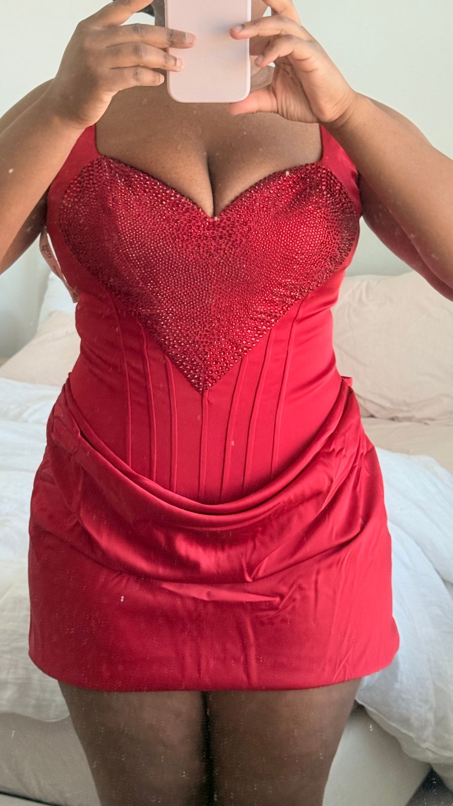 Ellis Premium Satin Sweetheart-Neck A-Line Mini Dress in Rose Red | Oh Polly Ellis Premium Satin Sweetheart-Neck A-Line Mini Dress in Rose Red | Oh Polly