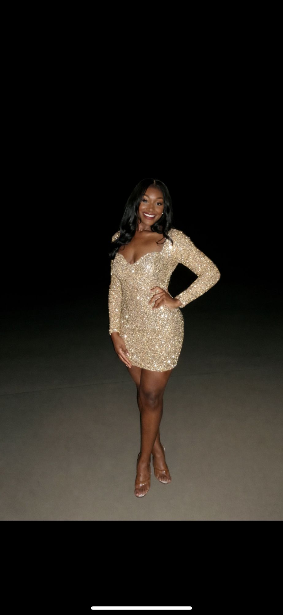 Sephina Embellished Sweetheart-Neck Mini Dress in Gold | Oh Polly