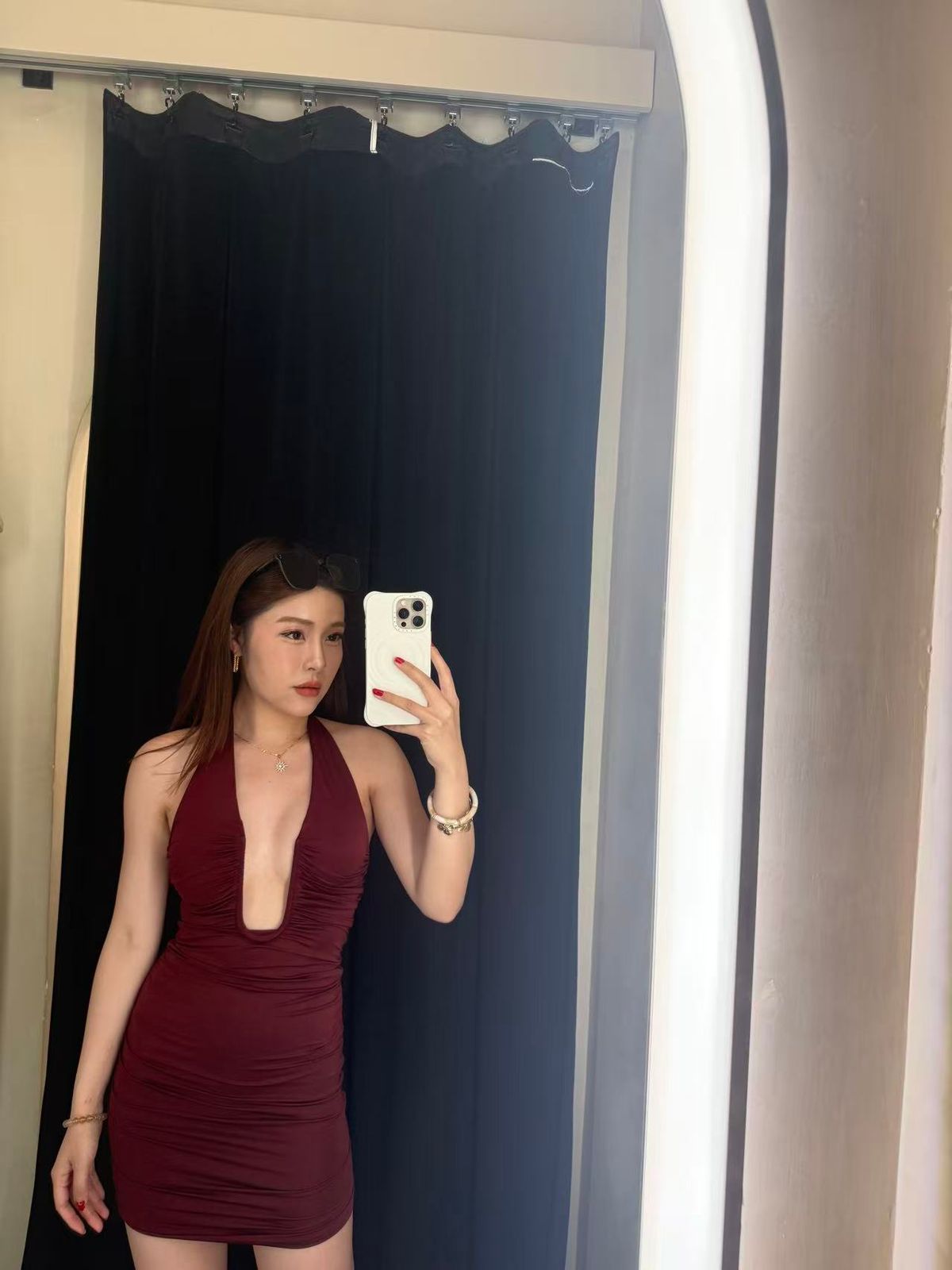 red dress selfie Queendancer Women Sparkly Tight Sequins Homecoming Lace-Up Straps Party Dress queendancer length silhouette 8,681 Red Dress Selfie Royalty-Free