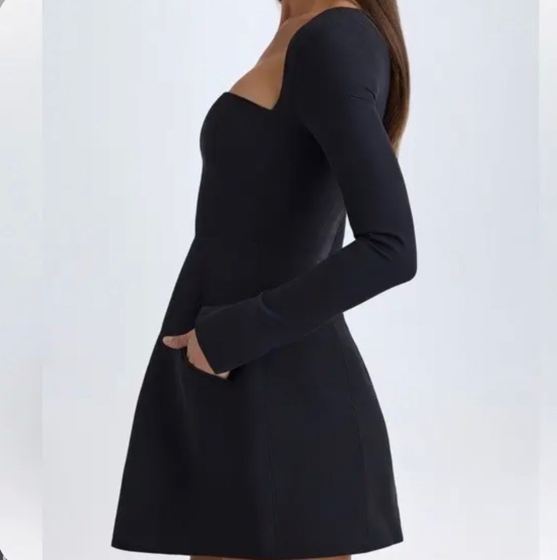 Taesha Square-Neck Structured Tulip Mini Dress in Khaki Green | Oh Polly