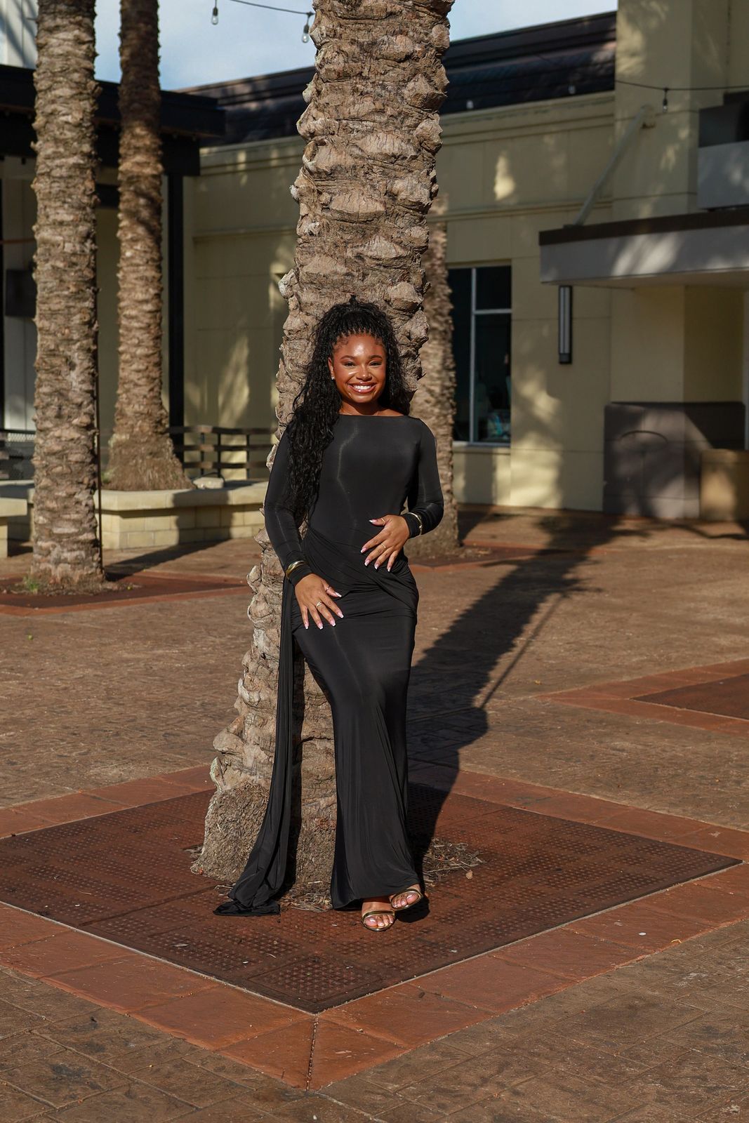 Mericia Draped Ruched Maxi Dress in Black | Oh Polly