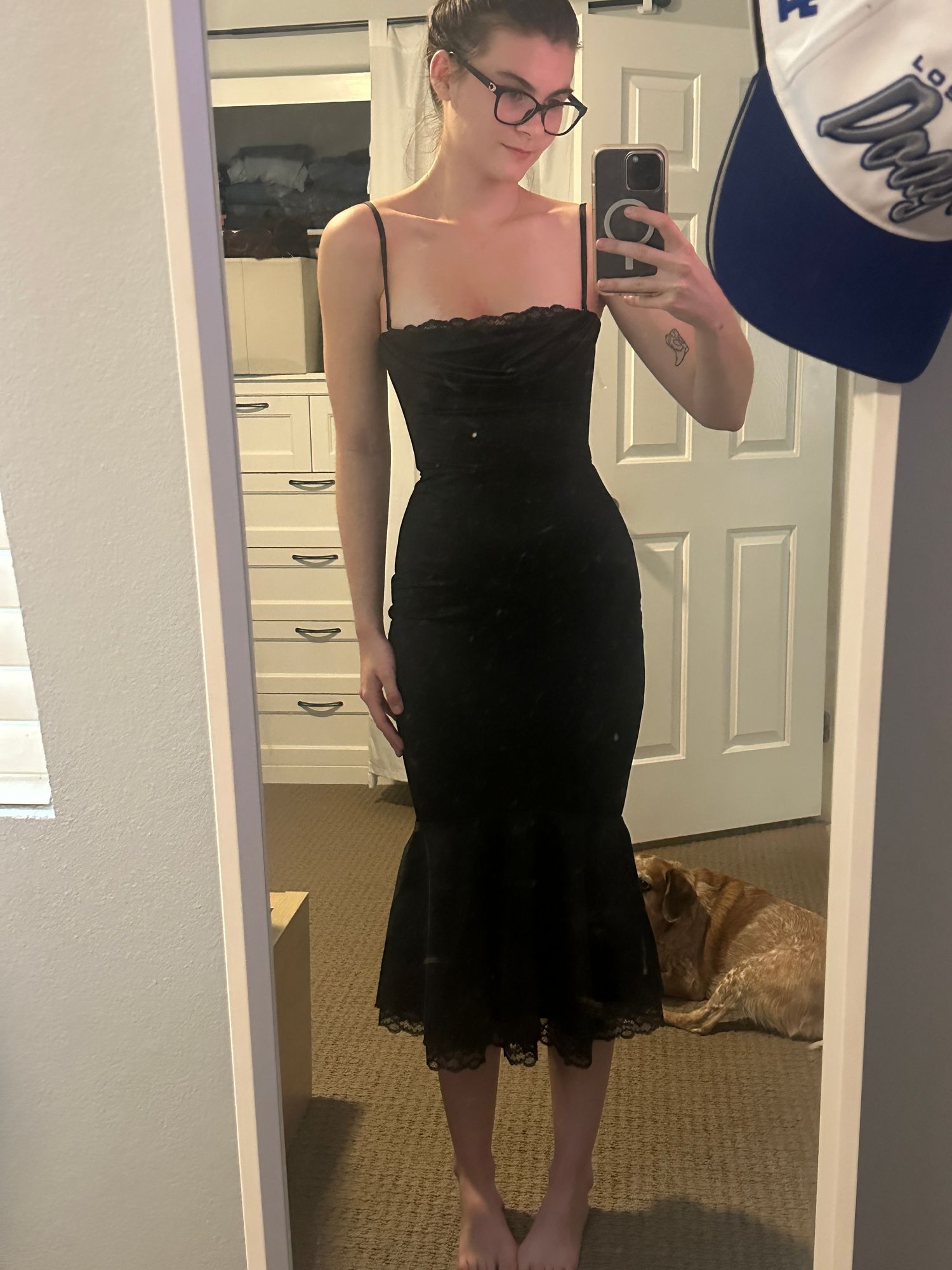 Belsa Lace-Trim Bandeau Midaxi Dress in Black | Oh Polly