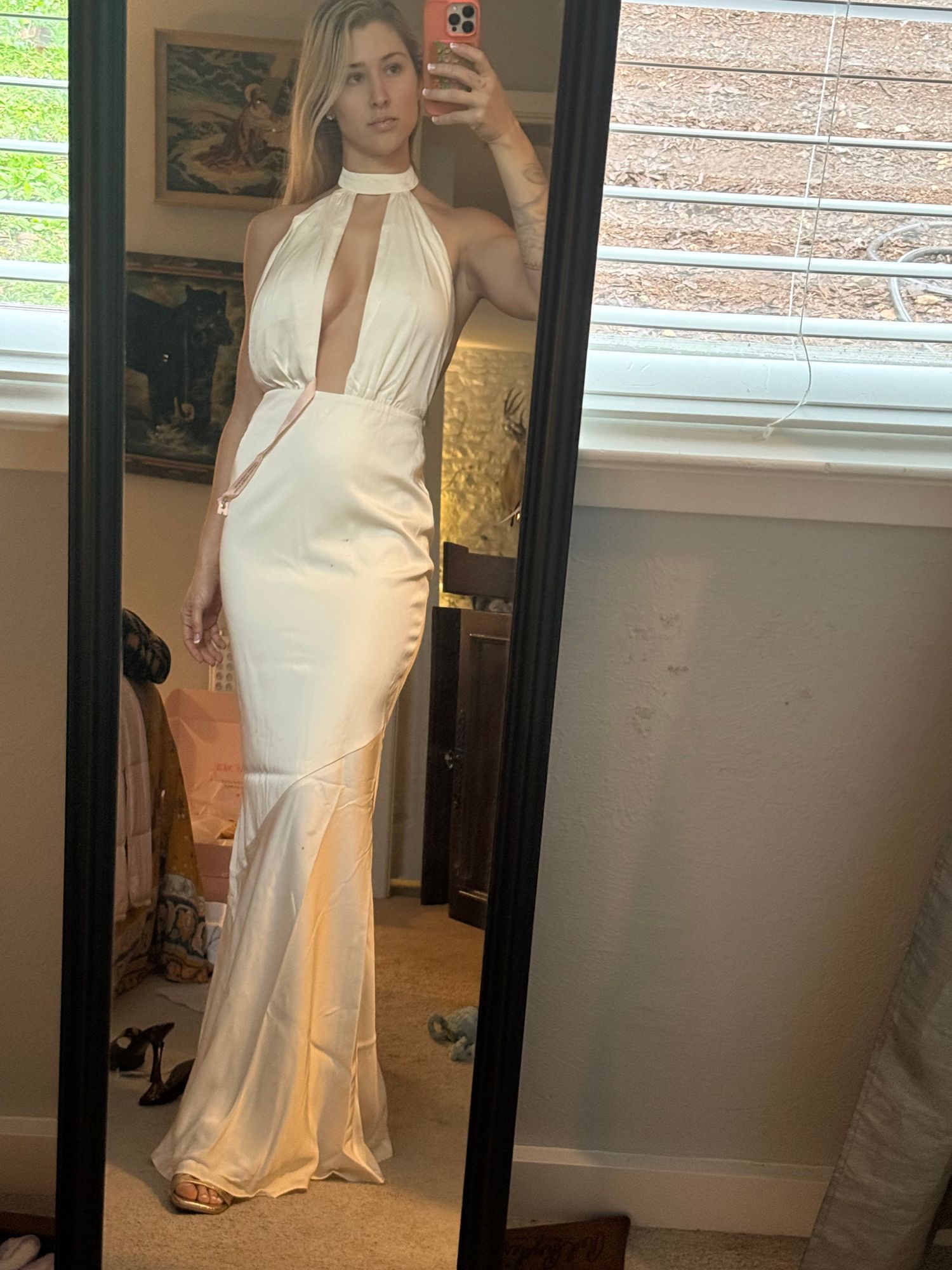 ivory v white wedding dresses Charming Lace Ivory Tulle V-neck A-line Wedding Dresses , CW0055 – clover  sew main image 0