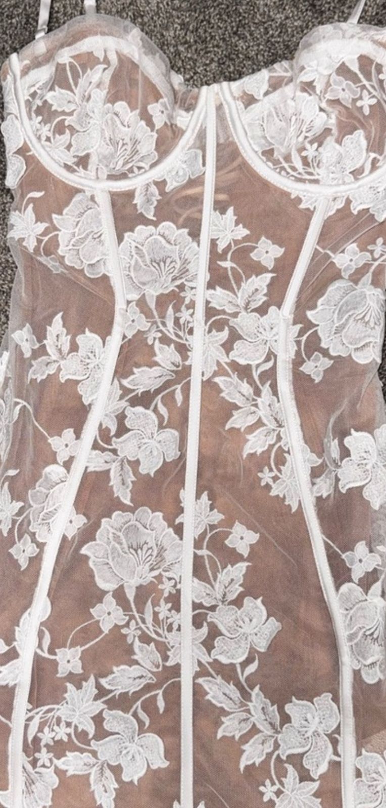 Andreia Lace-Detail Corset Mini Dress in White | Oh Polly