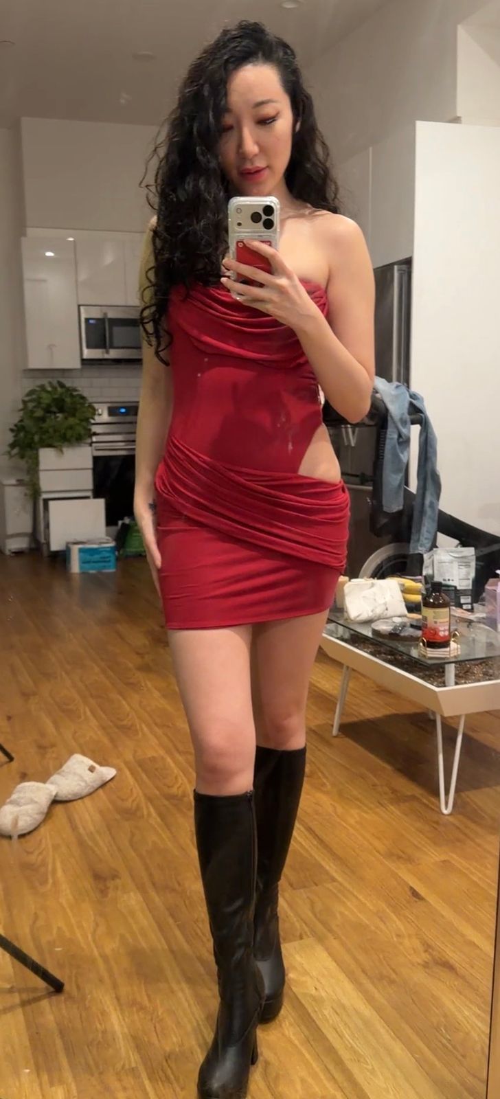 Veda Bandeau Bodycon Mini Dress in Cherry Red | Oh Polly