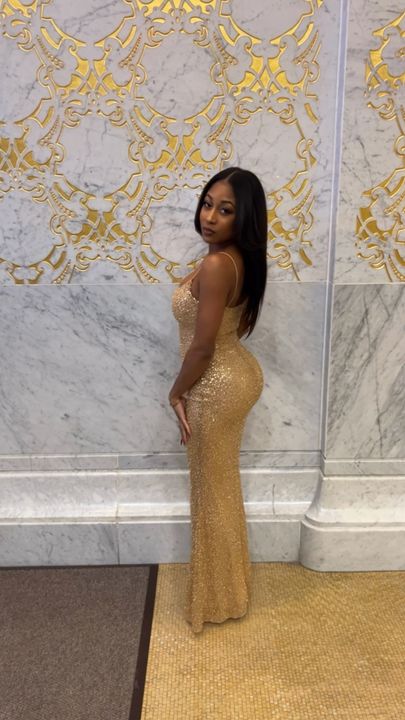 embellished fishtail maxi dress in gold Krystelle Embellished Fishtail Maxi Dress in Gold