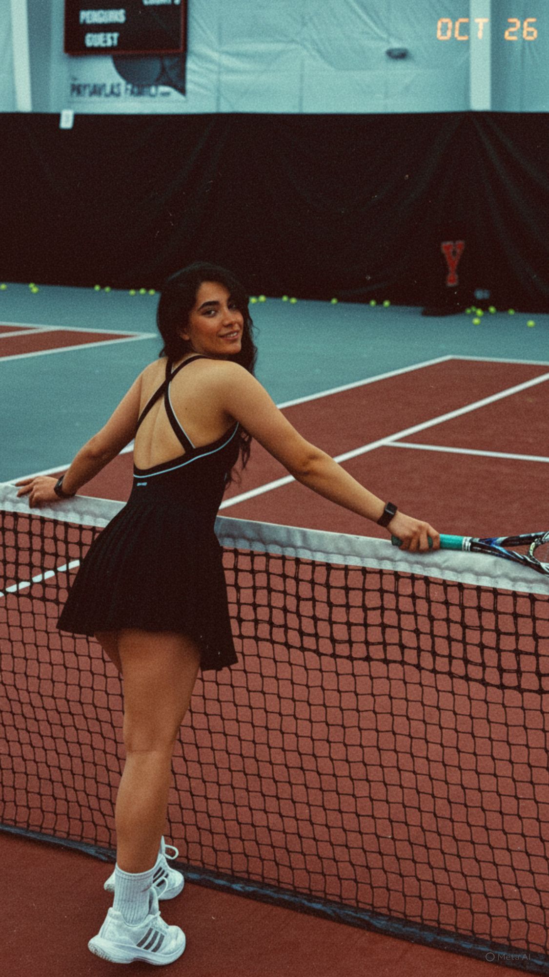 Soft Active Cross-Back Pleated Tennis Dress in Black | Oh Polly