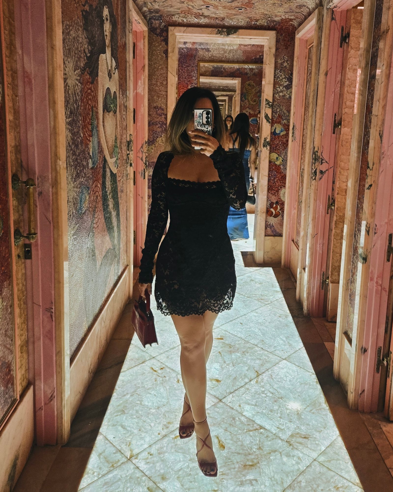 Darla Lace Long-Sleeve Mini Dress in Black | Oh Polly