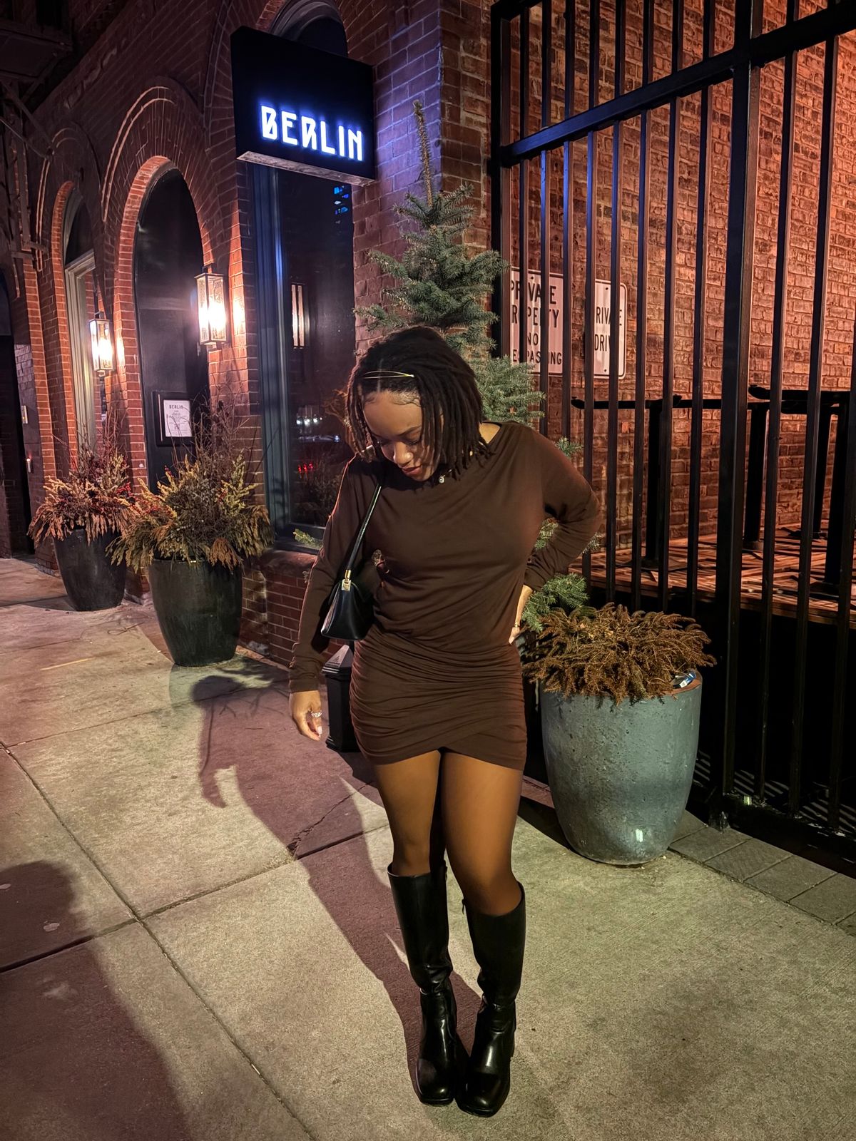 Mira Modal Cowl-Back Mini Dress in Chocolate Brown | Oh Polly