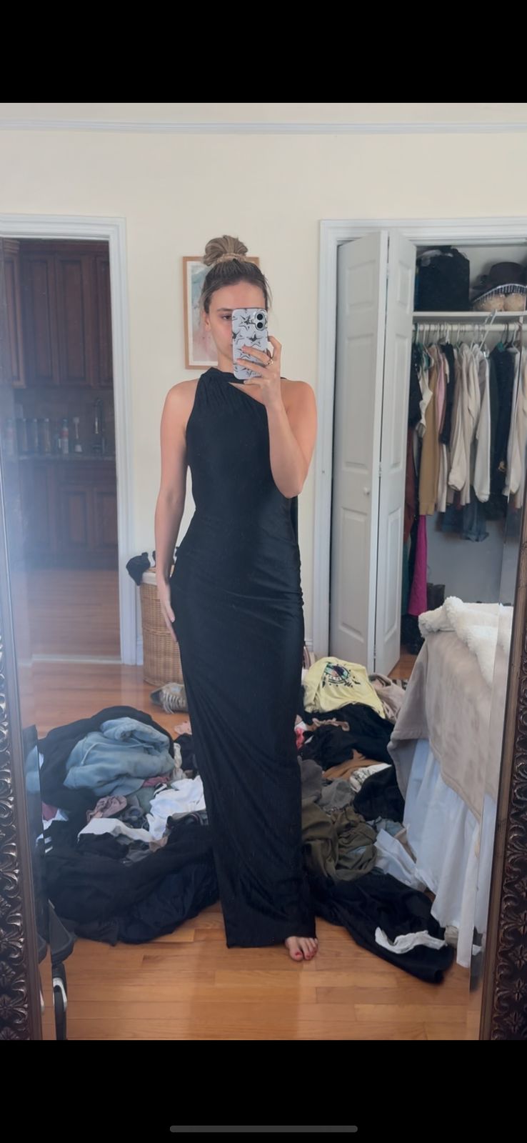 Sheril Asymmetric Scarf-Detail Maxi Dress in Black | Oh Polly Sheril Asymmetric Scarf-Detail Maxi Dress in Black | Oh Polly