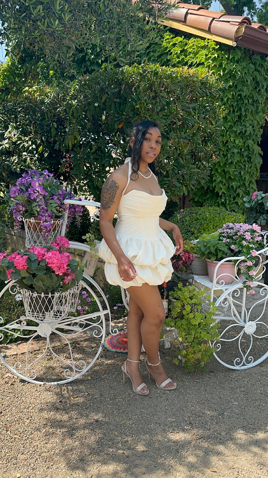 halterneck layered bubble hem corset mini dress in ivory Halterneck Layered Bubble Hem Corset Mini Dress in Ivory
