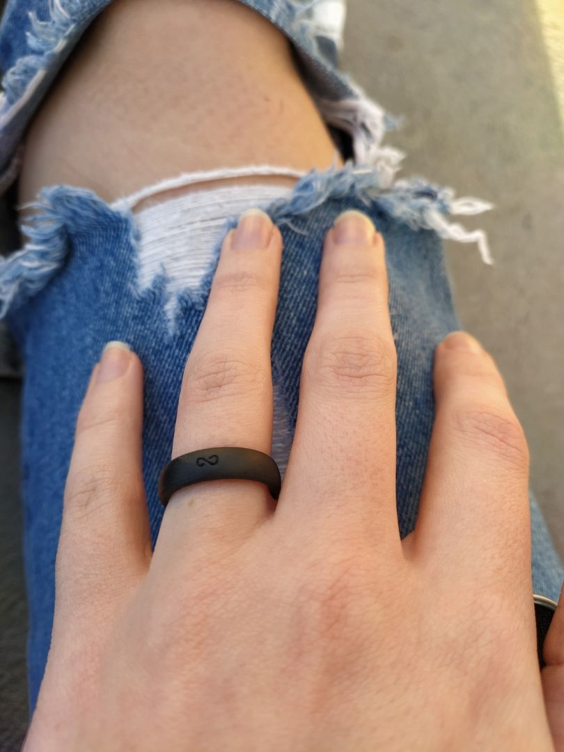 Black Pearl Groove Ring Pearl Inked Rings Santa Cruz Enso Rings - Main Image