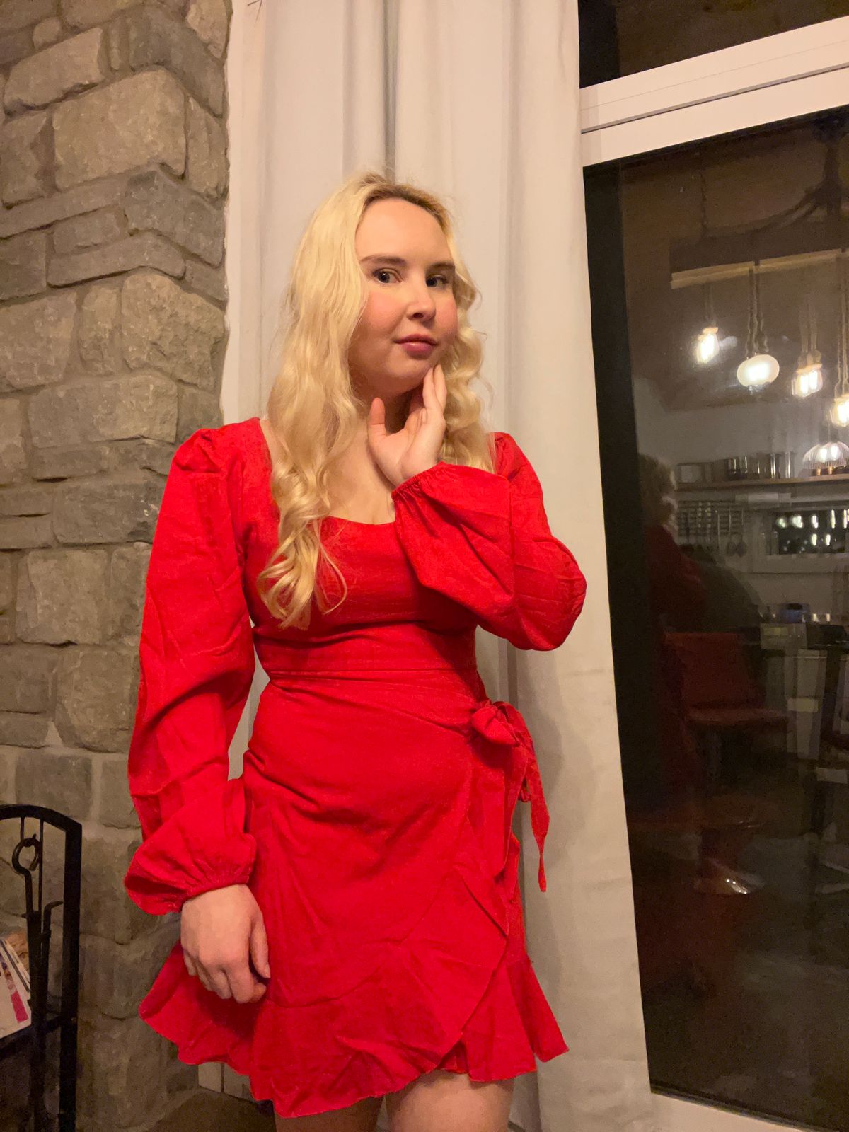 Silvana Long Sleeve Wrap Mini Dress - Red  Thats So Fetch US