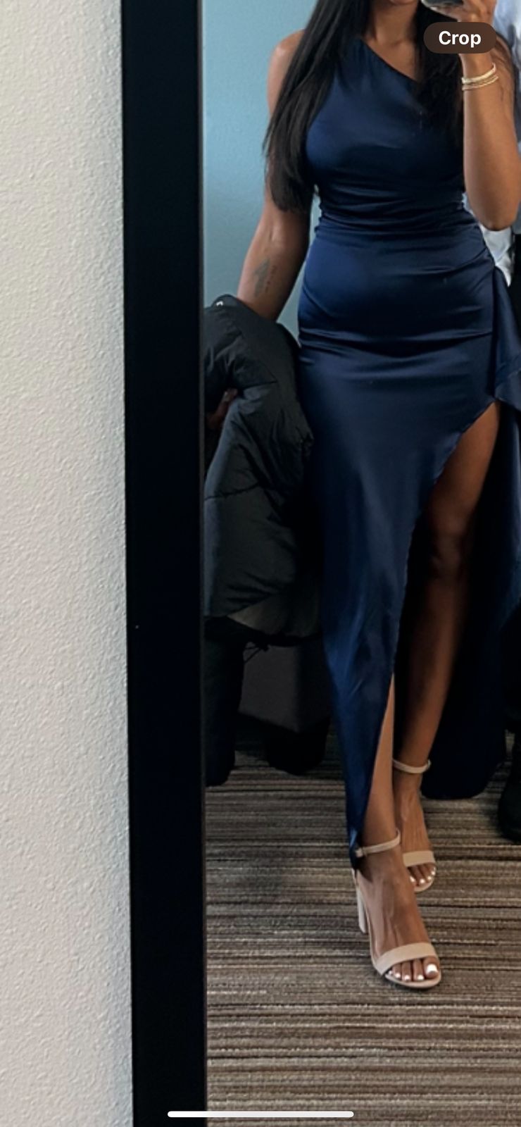 Elianna One Shoulder Satin Maxi Dress - Navy  Thats So Fetch US