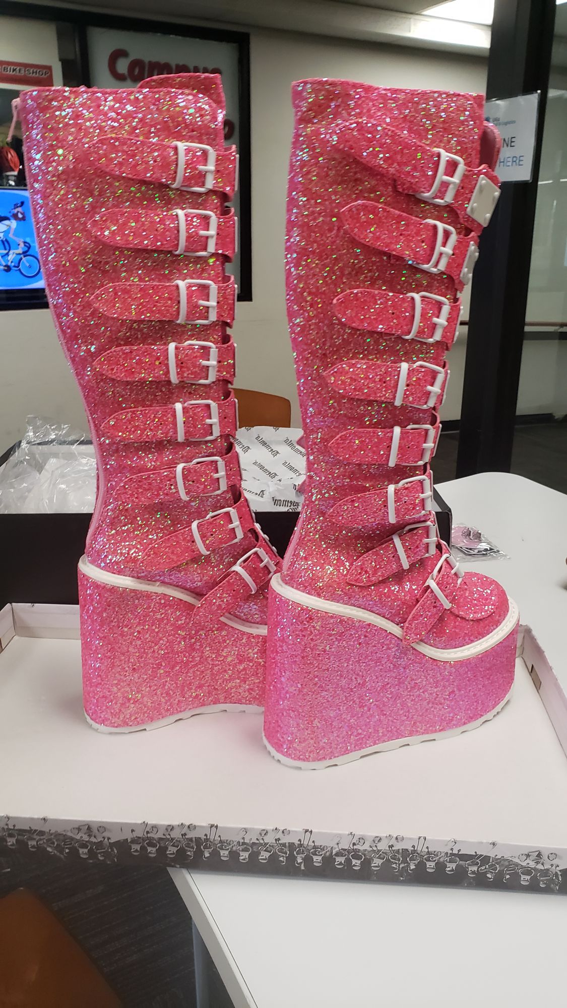 Swing 815 Pink Glitter Demonia Boots Demonia Swing 815 Demonia