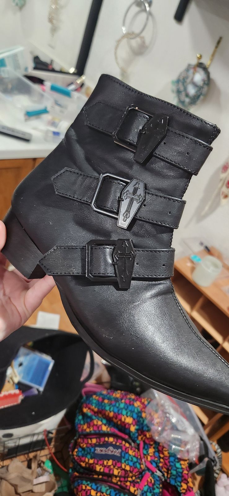 DEMONIA WARLOCK-50-C Men\'s Black Leather Ankle Boots size 14 DEMONIA  main image 4