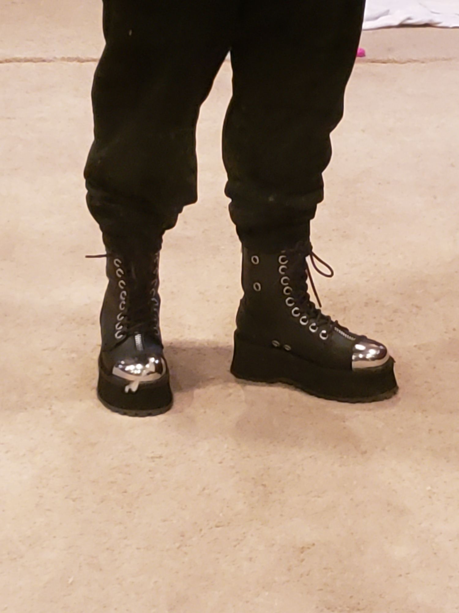 Demonia Gravedigger-10 Men's Steel Toe Combat Boots – Vegan Leather, Black, Lace-Up