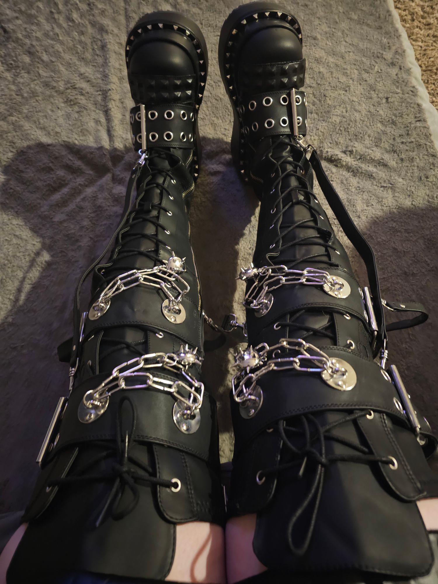 Trinity Boots Black Knee High Demonias Bear-316 – Demonia Cult