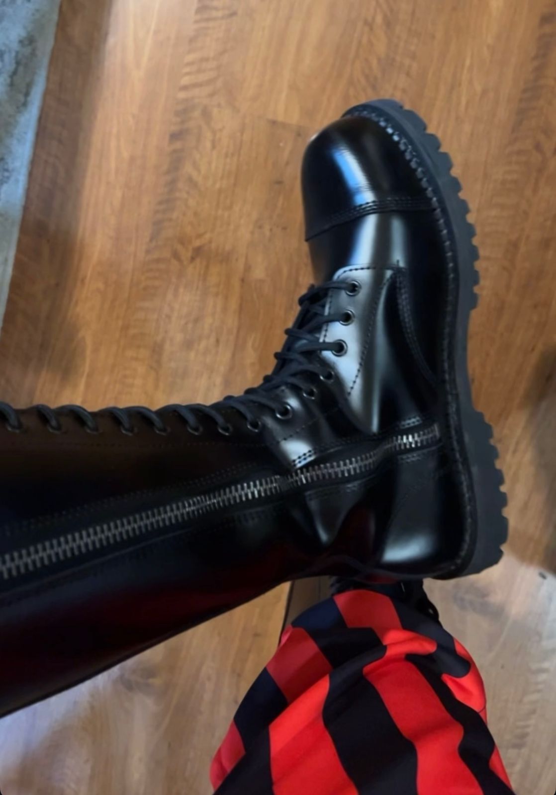 Riot 20 VL Goth Combat Biker Steel Toe Boots Black VEGAN Leather By DEMONIA RIOT-20 Vegan Leather 20 Eyelet Combat Boots - Steel Toe main image 2
