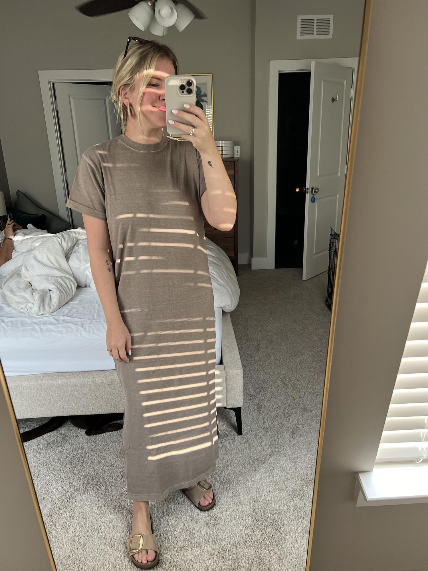 Womens Relaxed Tee Dress - Pigment Dye Jersey - Warm Grey Andie Co. Womens Relaxed Tee Dress - Pigment Dye Jersey - Warm Grey Andie Co.