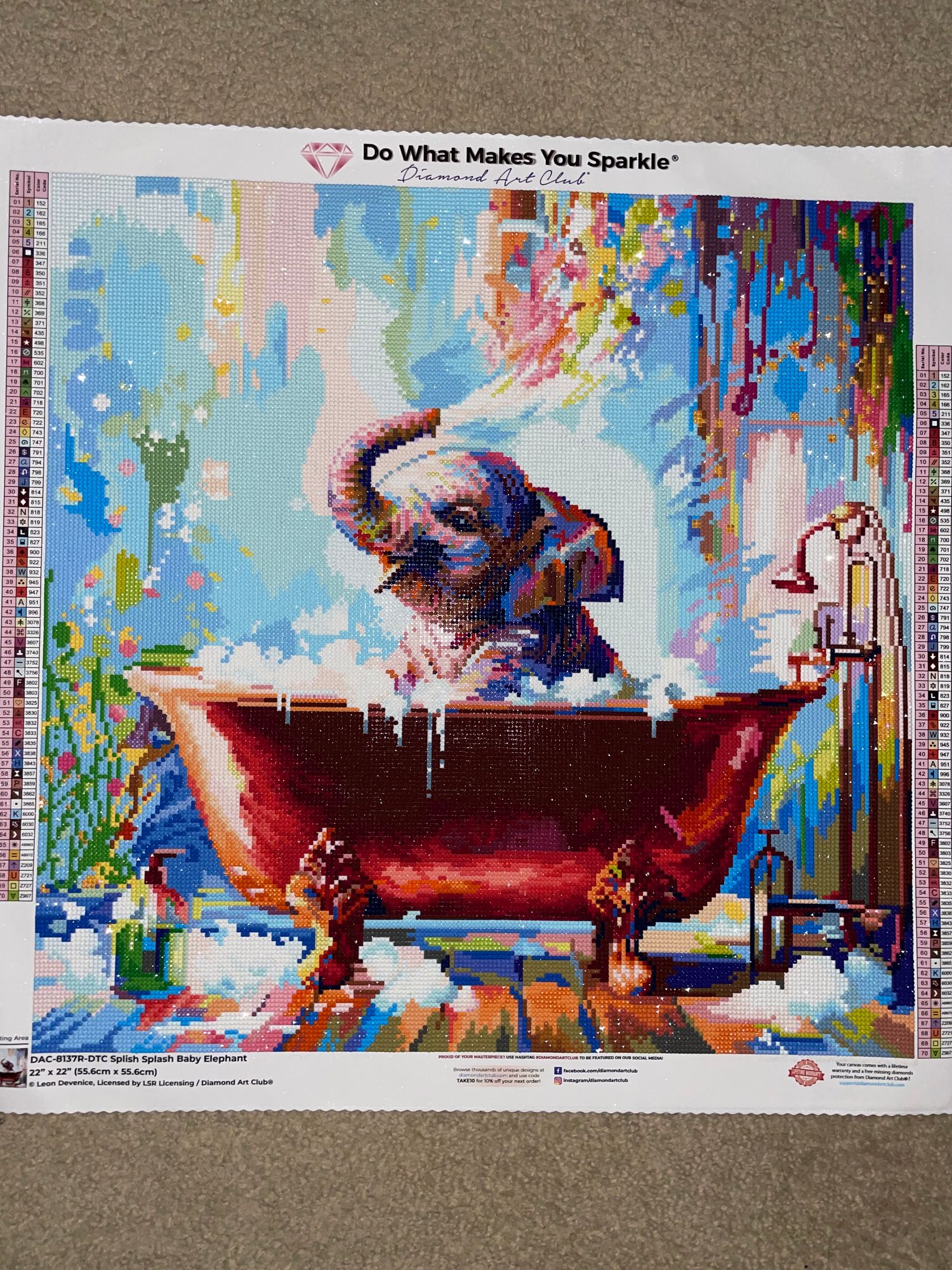 Splish Splash Baby Elephant Diamond Painting Kit – Diamond Art Club
